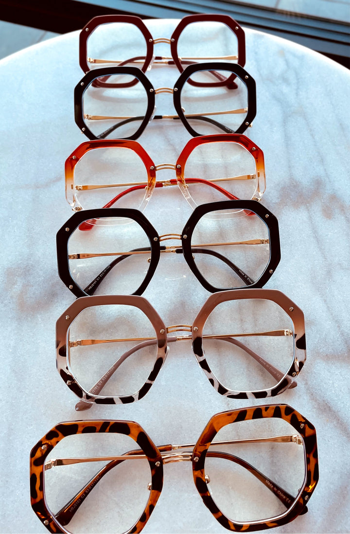 Get into these clear hexagon frames to upgrade any look from simple to chic.  Shop the It Girl Frames by CoccaBee. 